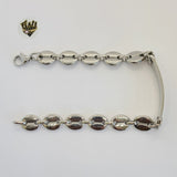 (4-4082) Stainless Steel - 11.5mm Puff Marine Link Bracelet - 9.5" - Fantasy World Jewelry