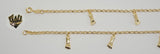 (1-0890) Gold Laminate - 3mm Rolo Link Bracelet w/Charms- 7" - BGF - Fantasy World Jewelry