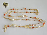 (1-3356-1) Gold Laminate - 4mm Crystals Rosary Necklace - 18''- BGO. - Fantasy World Jewelry