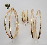 (1-2774) Gold Laminate - Three Tone Hoops - BGO - Fantasy World Jewelry
