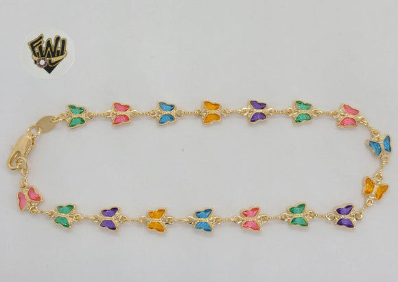 (1-0127) Gold Laminate - 7mm Butterfly Anklet - 10