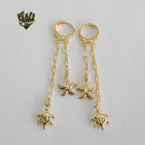 (1-1236-B) Gold Laminate - Sea Charms Hoops Earrings  - BGF - Fantasy World Jewelry
