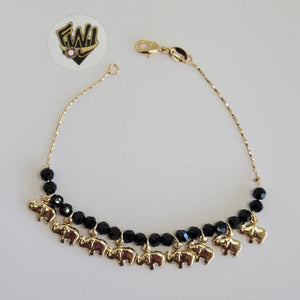 (1-0990) Gold Laminate-1mm Alternative Link Bracelet w/ Charms- 7.5" - BGF - Fantasy World Jewelry