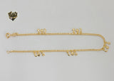 (1-0113) Gold Laminate - 2mm Curb Link Anklet with Charms - 10" - BGF - Fantasy World Jewelry