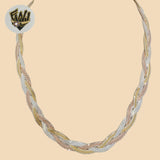 (2-66116) 925 Sterling Silver - 9mm Three Tones Alternative Necklace. - Fantasy World Jewelry