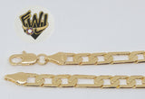 (1-0405) Gold Laminate - 5.5mm Flat Figaro Bracelet - 7.5'' - BGF - Fantasy World Jewelry