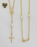 (1-3304-3) Gold Laminate - 2mm Miraculous Virgin Rosary Necklace - 18" - BGF.