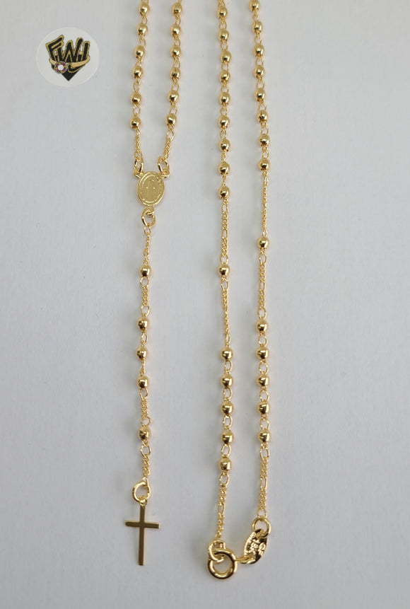 (1-3309-1) Gold Laminate - 2.5mm Beads Rosary Necklace - 18''- BGF - Fantasy World Jewelry