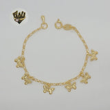 (1-0917) Gold Laminate - 2mm Figaro Link Butterfly Bracelet - BGF - Fantasy World Jewelry