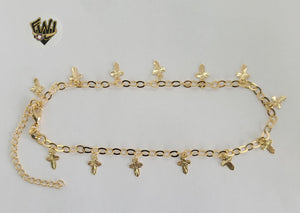 (1-0163) Gold Laminate - 3mm Open Link Anklet - 9.5" - BGF - Fantasy World Jewelry