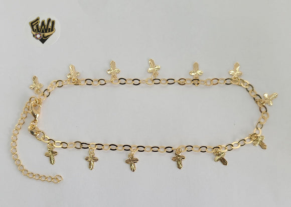 (1-0163) Gold Laminate - 3mm Open Link Anklet - 9.5