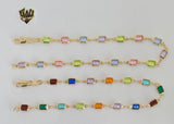 (1-0125) Gold Laminate - 5mm Multicolor Zircon Anklet - 10" - BGF - Fantasy World Jewelry