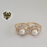 (1-3094-3) Gold Laminate-Pearl w/CZ Ring - BGO - Fantasy World Jewelry