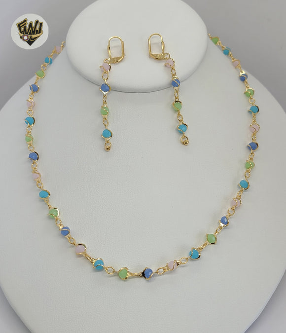 (1-6180) Gold Laminate - Multicolor Stones Set - BGO - Fantasy World Jewelry