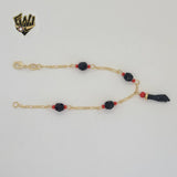 (1-0695) Gold Laminate - 2mm Figaro Link Azabache Bracelet - BGF