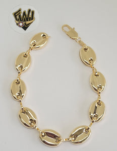 (1-60032) Gold Laminate -12mm Puff Marine Men Bracelet- 8.5" - BGF - Fantasy World Jewelry