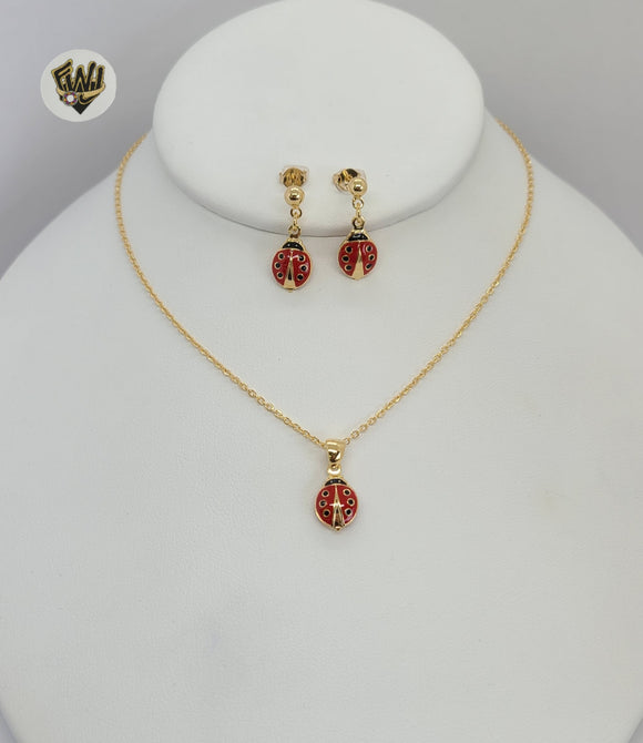 (1-6133) Gold Laminate - Ladybug Set - BGF - Fantasy World Jewelry