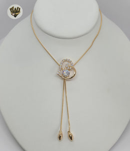 (1-6469) Gold Laminate - Adjustable Heart Necklace - BGO - Fantasy World Jewelry
