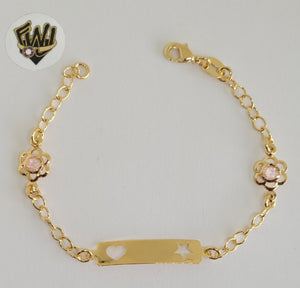 (1-0970) Gold Laminate -3mm Link Bracelet w/ Plate - 7" - BGO - Fantasy World Jewelry