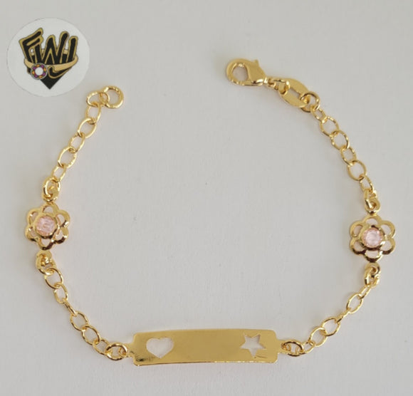 (1-0970) Gold Laminate -3mm Link Bracelet w/ Plate - 7