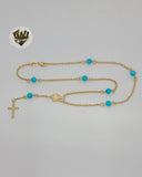 (1-3304) Gold Laminate - 6mm Beads Rosary Necklace - 18" - BGF. - Fantasy World Jewelry