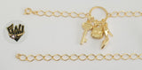 (1-0904) Gold Laminate - 5.5mm Open Link w/ Charms Bracelet - 7" - BGO - Fantasy World Jewelry