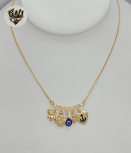 (1-6140) Gold Laminate - Charms Necklace - BGF - Fantasy World Jewelry