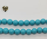 (MBEAD-66) 10mm Blue Turquoise Beads - Round - Fantasy World Jewelry