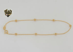 (1-0060) Gold Laminate - 1.5mm Rolo Beads Anklet - 10" - BGF