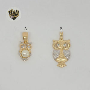 (1-2268) Gold Laminate - Owl Pendants - BGF