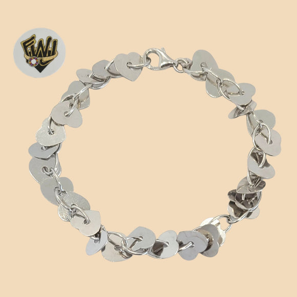 (2-0446) 925 Sterling Silver - 4mm Hearts Bracelet. - Fantasy World Jewelry