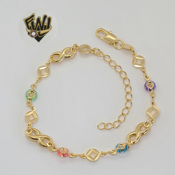 (1-0648) Gold Laminate - 5mm Multicolor Bracelet - 7