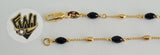 (1-0749) Gold Laminate-1.5mm Link Bracelet w/ Beads- 8" -BGF - Fantasy World Jewelry