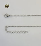 (MNECK-03) Stainless Steel - 2mm Rolo Link Letter Necklace - 20". - Fantasy World Jewelry