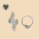 (2-5122) 925 Sterling Silver - Zircon Leaf Ring - Fantasy World Jewelry