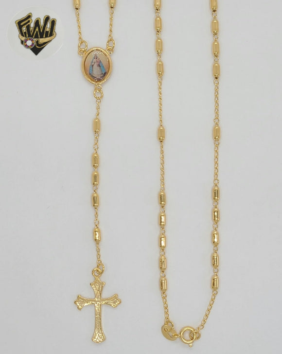 (1-3342-1) Gold Laminate - 2.5mm Our Lady of Charity Rosary Necklace - 24