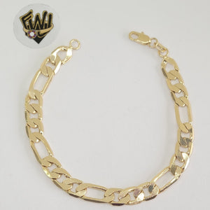 (1-60052) Gold Laminate - 7mm Figaro Link Men Bracelet- 8.5" - BGF - Fantasy World Jewelry