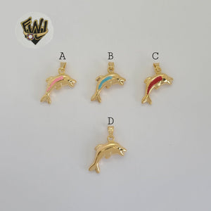 (1-2138) Gold Laminate - Dolphin Pendants - BGF