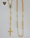 (1-3339) Gold Laminate - 5mm Saint Lazarus Rosary Necklace - 24" - BGO.