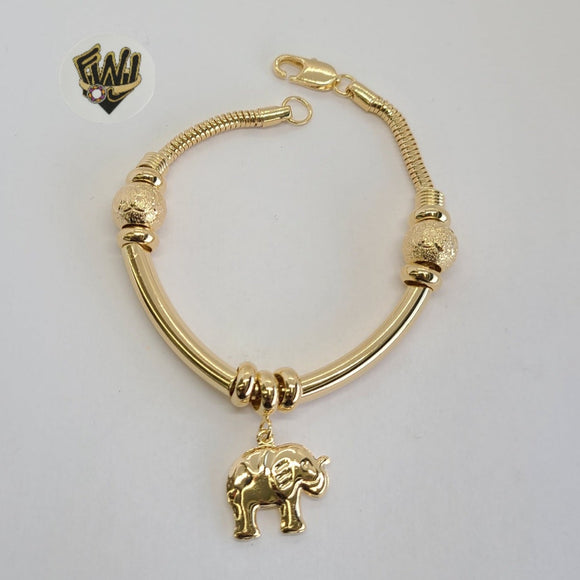 (1-0543) Gold Laminate - 5.5mm Alternative Bracelet w/Elephant - 7.5