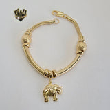 (1-0543) Gold Laminate - 5.5mm Alternative Bracelet w/Elephant - 7.5" - BGF - Fantasy World Jewelry
