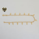 (1-0163) Gold Laminate - 3mm Open Link Crosses Anklet - 9.5" - BGF