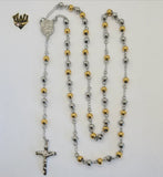 (4-6007) Stainless Steel - 6mm Rosary Necklace - 28". - Fantasy World Jewelry