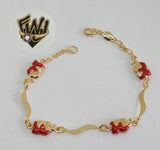 (1-0537) Gold Laminate Bracelet -7mm Alternative Bracelet w/Elephants- 7''-BGO - Fantasy World Jewelry