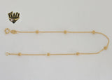 (1-0060) Gold Laminate - 1.5mm Rolo Beads Anklet - 10" - BGF