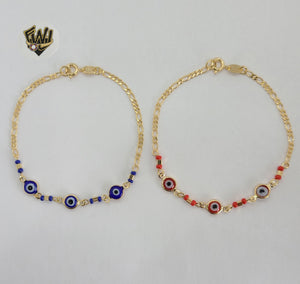 (1-0673) Gold Laminate - 2.5mm Evil Eye Bracelet - 7.5" - BGF - Fantasy World Jewelry