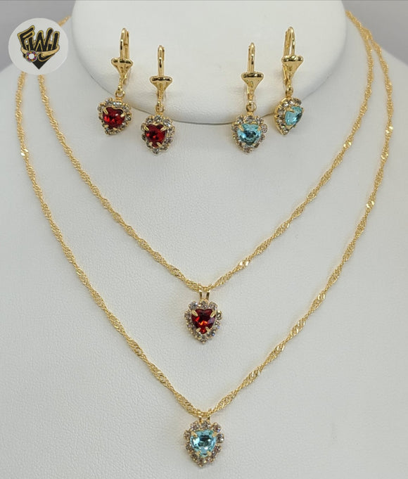 (1-6512) Gold Laminate - Zircon Heart Set - BGF - Fantasy World Jewelry