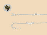 (2-0144) 925 Sterling Silver - 1.5mm Rolo Link Moon and Sun Anklet - 10" - Fantasy World Jewelry
