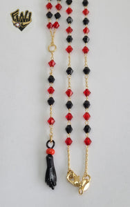 (1-3341) Gold Laminate - 3.5mm Stones Rosary Necklace - 18''- BGO. - Fantasy World Jewelry