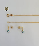 (1-6048) Gold Laminate - Blue Eye Set - BGF - Fantasy World Jewelry